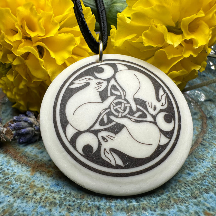 Artisan Celtic Leaping Hares Necklace - Handmade in the U.S.A.