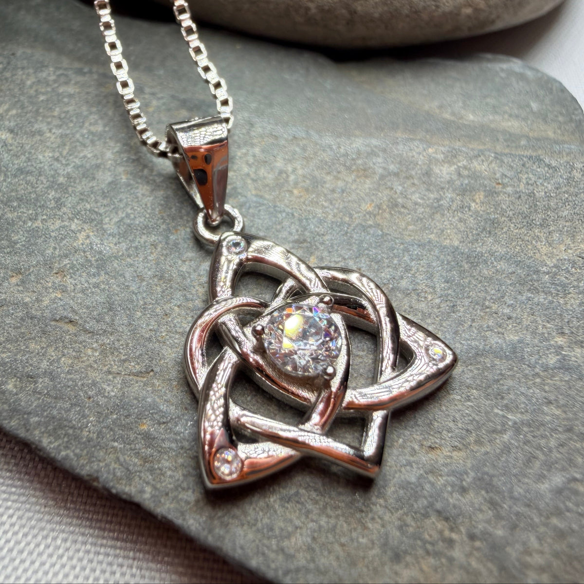 Trinity Love Knot Necklace in Sterling Silver