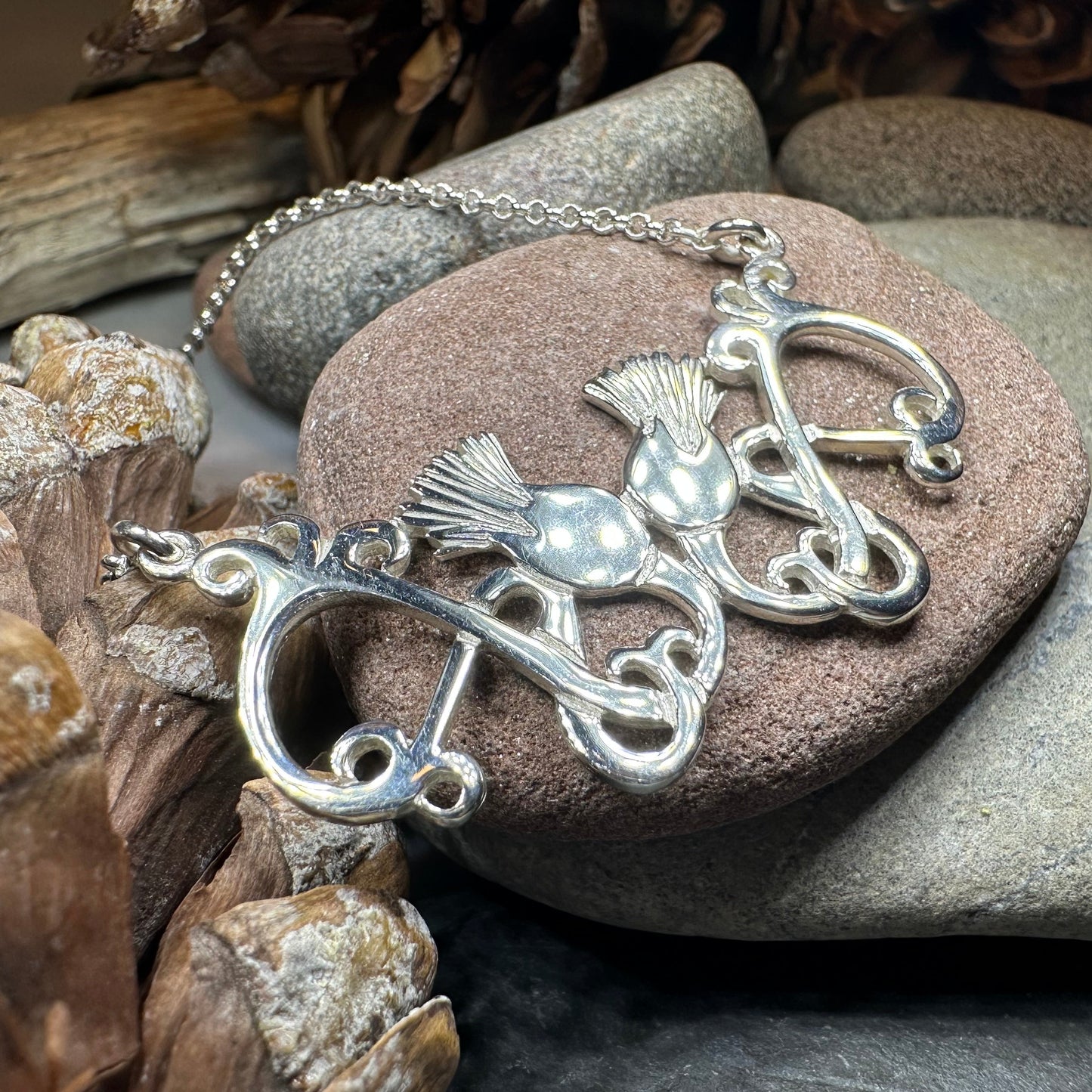 Scottish Meadow Thistle Necklace - Handmade in Scotland