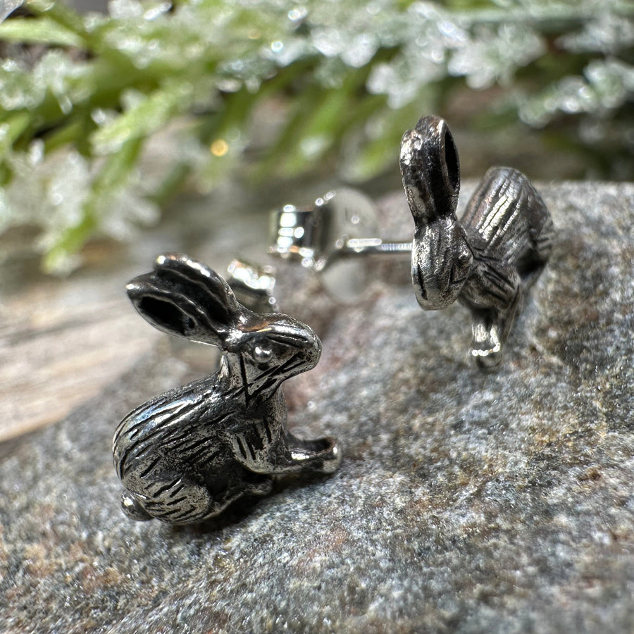 Noble Rabbit Stud Earrings in Sterling Silver