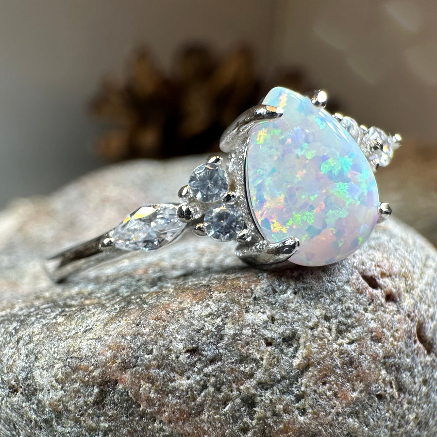 Allure White Fire Opal Ring