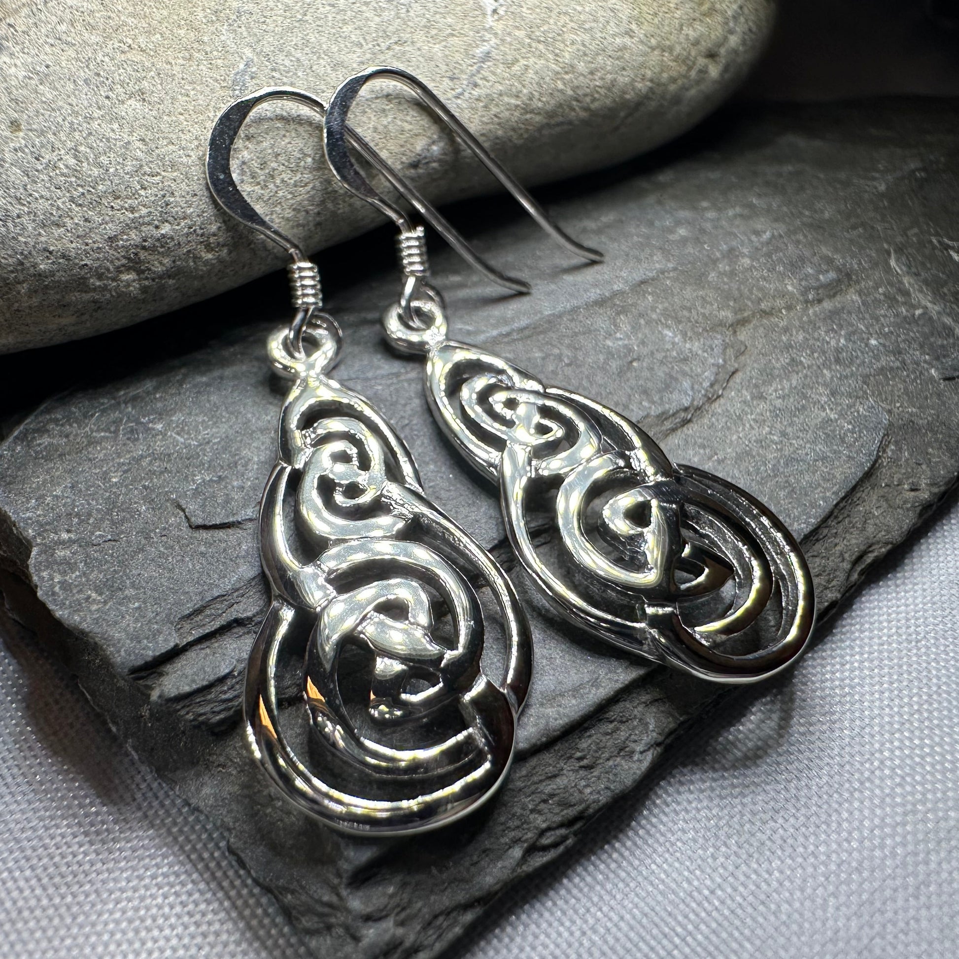 Beltane Celtic Earrings in Sterling Silver — view 3
