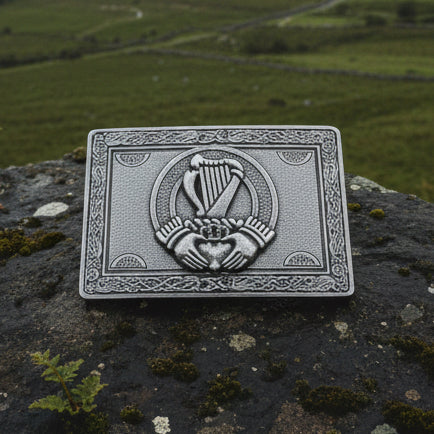 Irish Claddagh Harp Kilt Belt Buckle for Men