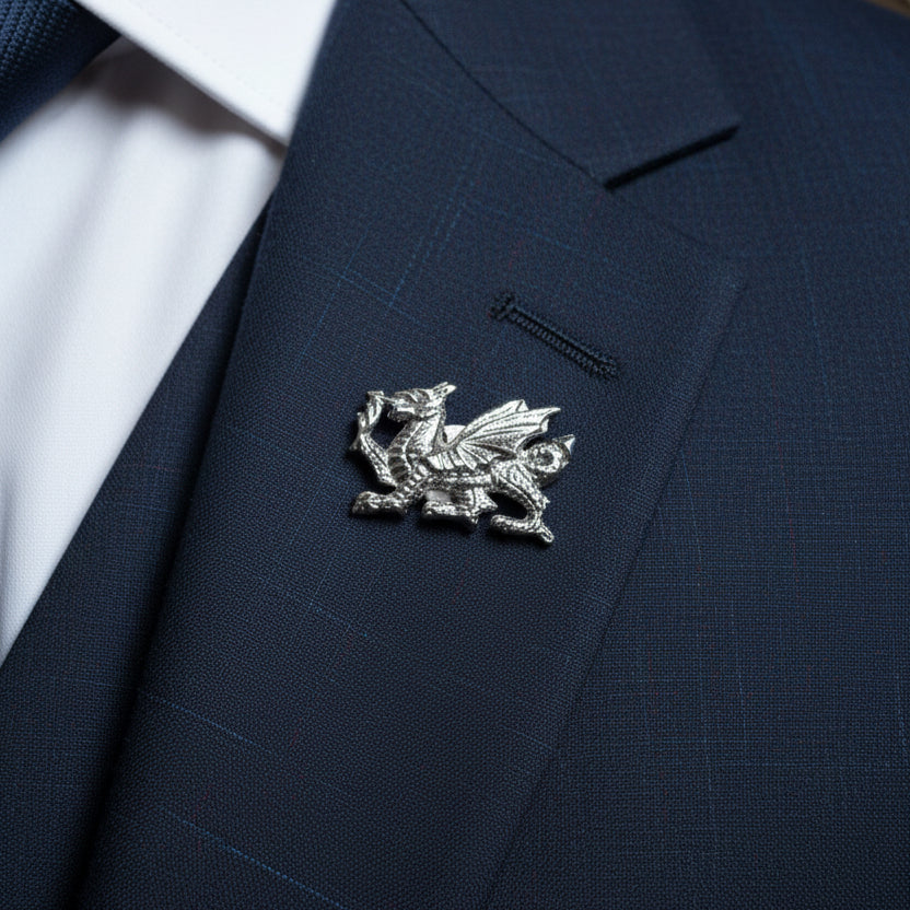 Welsh Dragon Lapel Pin in Pewter