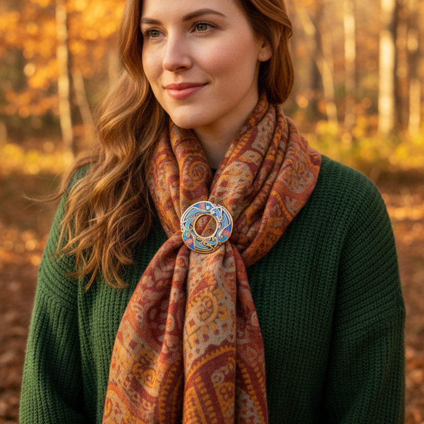Enamel Celtic Birds Scarf Ring