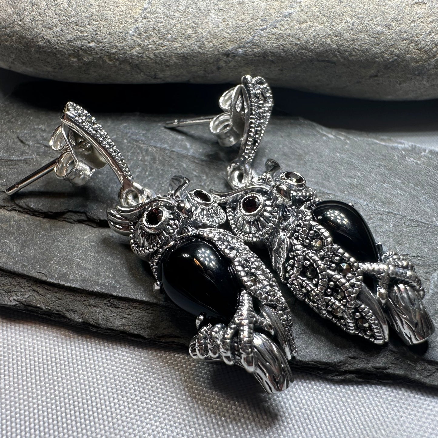 Marcasite Owl Earrings — view 3
