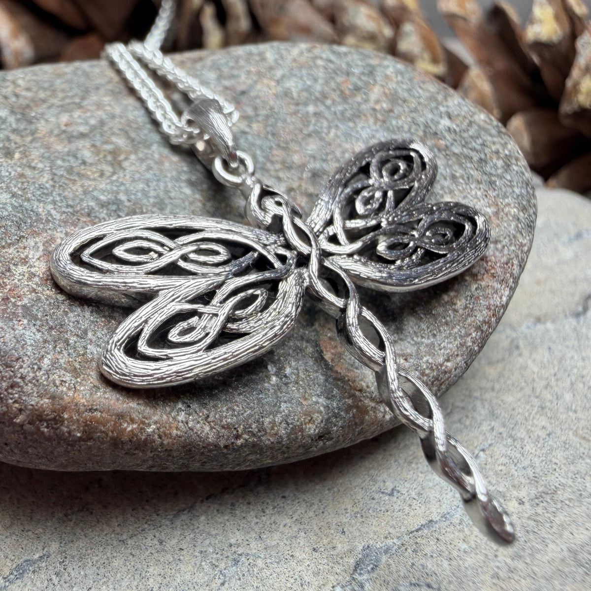 Summerdancer Celtic Dragonfly Necklace in Sterling Silver
