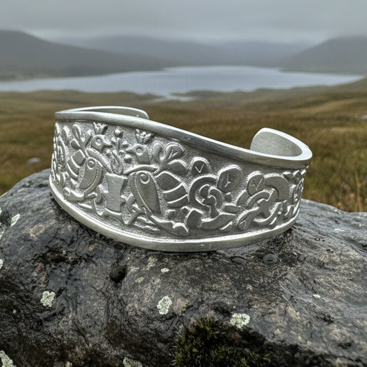 Celtic Love Birds Cuff Bracelet - Handmade in Scotland
