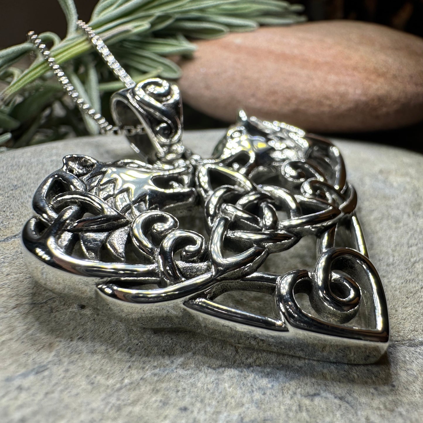 Celtic Wolf Love Necklace in Sterling Silver — view 4