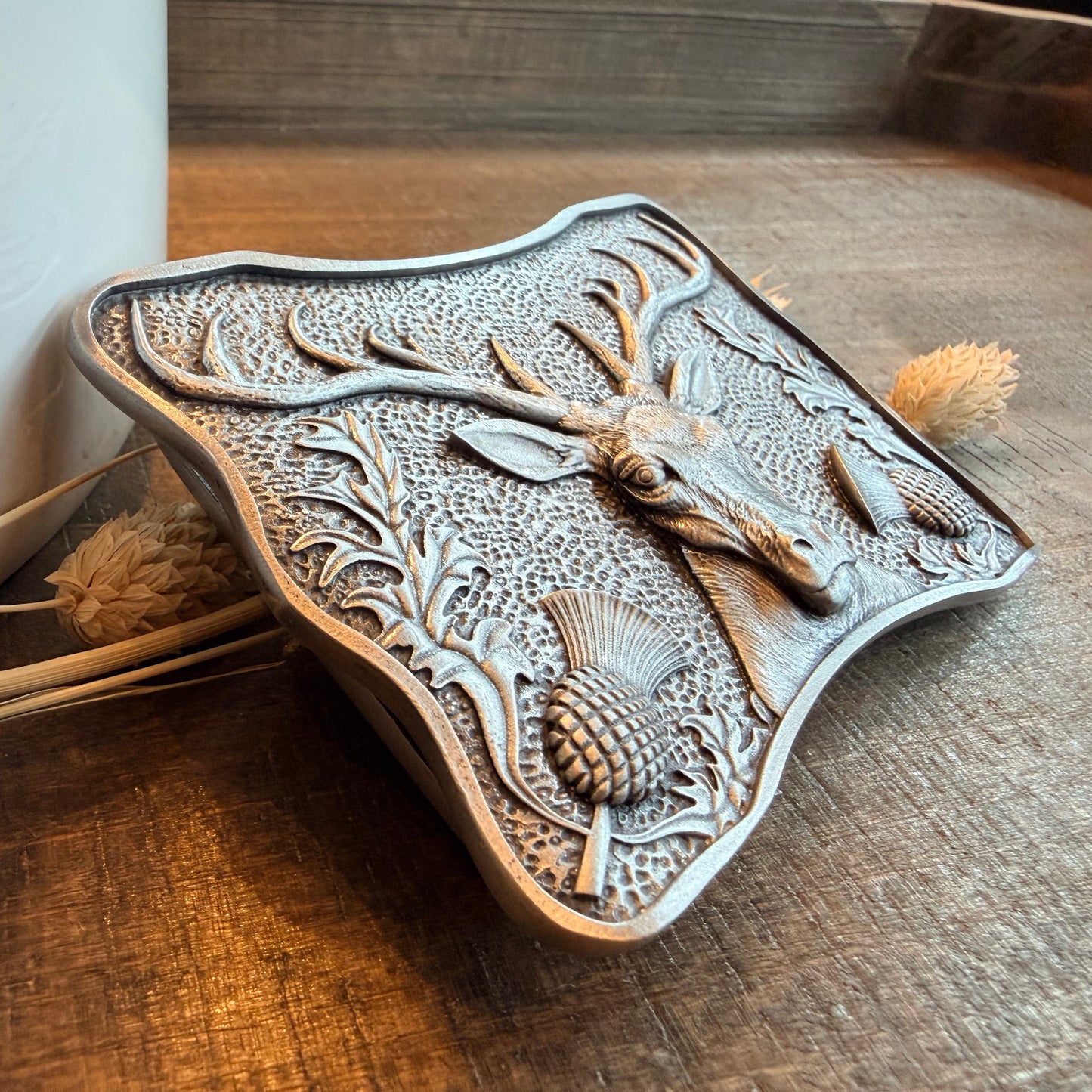 Thistle & Stag Kilt Belt Buckle - Handmade in Scotland