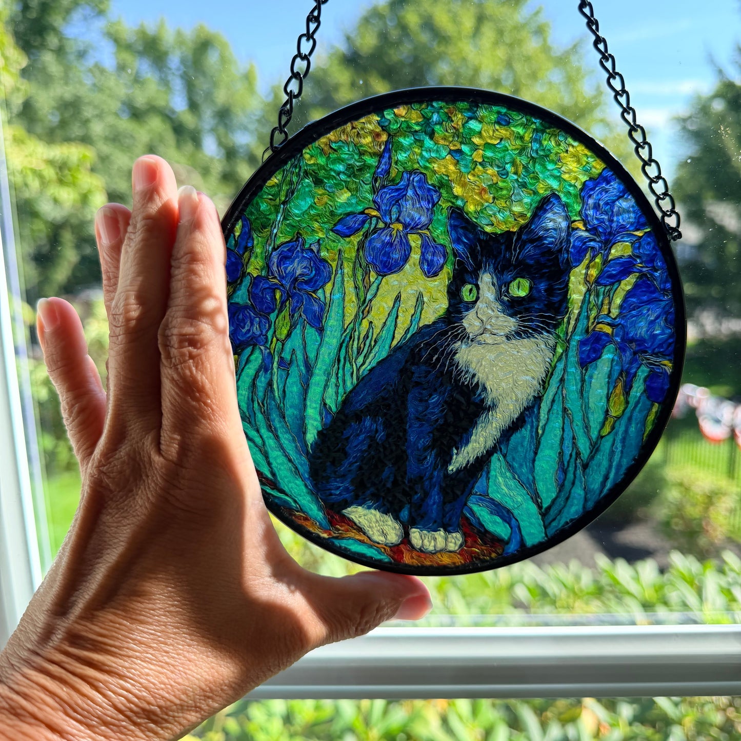 Van Gogh Iris Cat Suncatcher