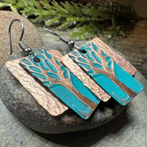 Load image into Gallery viewer, Forestmist Tree of Life Copper Earrings

