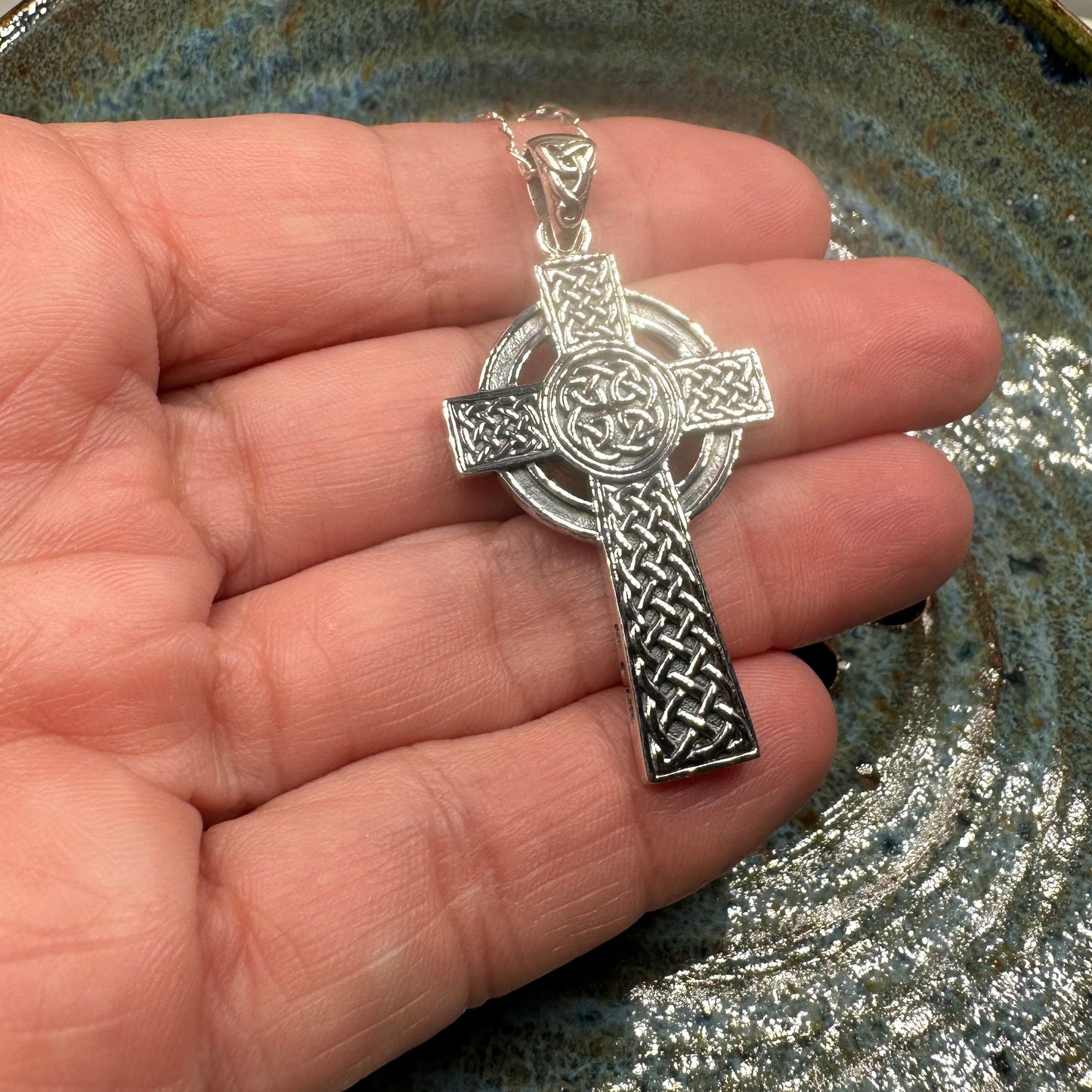 Kilcairn Celtic Cross Double Sided Necklace - Sterling Silver
