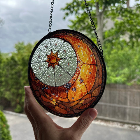 Load image into Gallery viewer, Crescent Moon &amp; Sun Suncatcher
