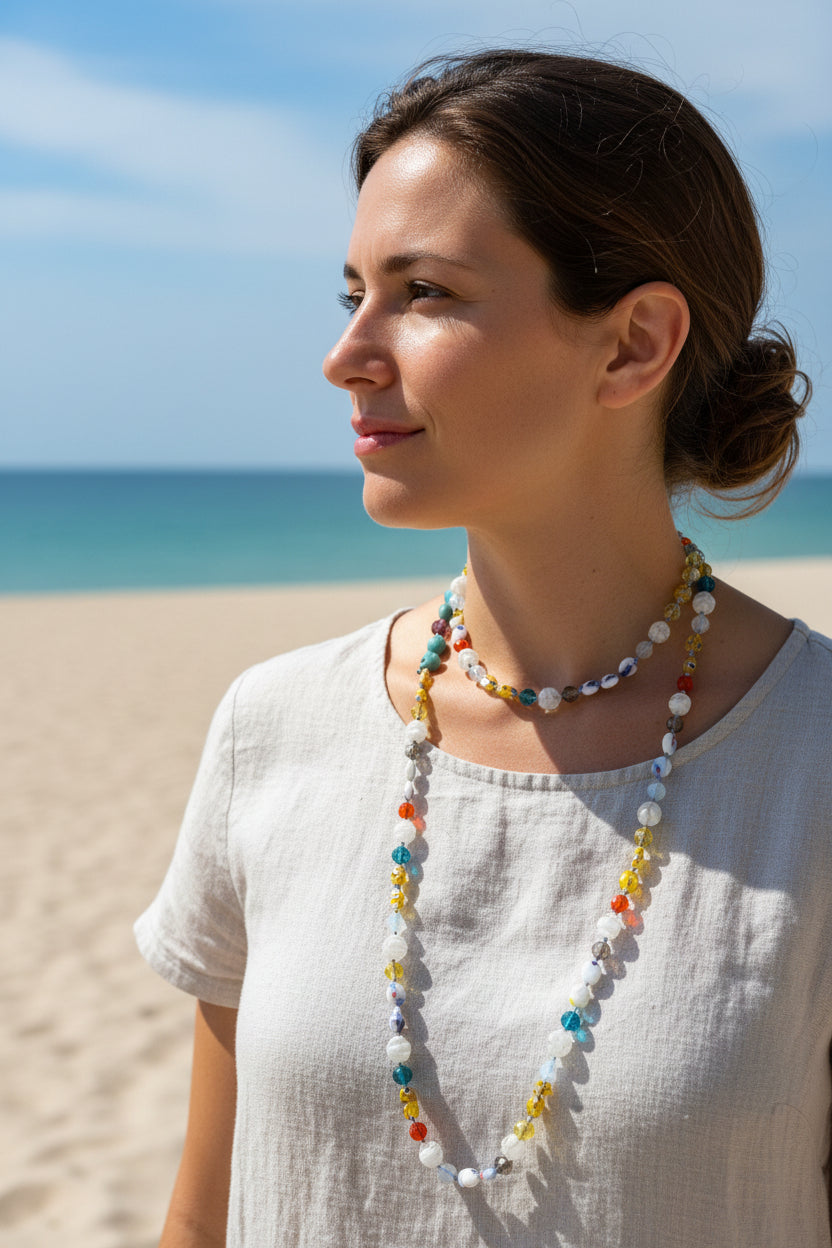 Flirty Sugar Skull Long Beaded Necklace