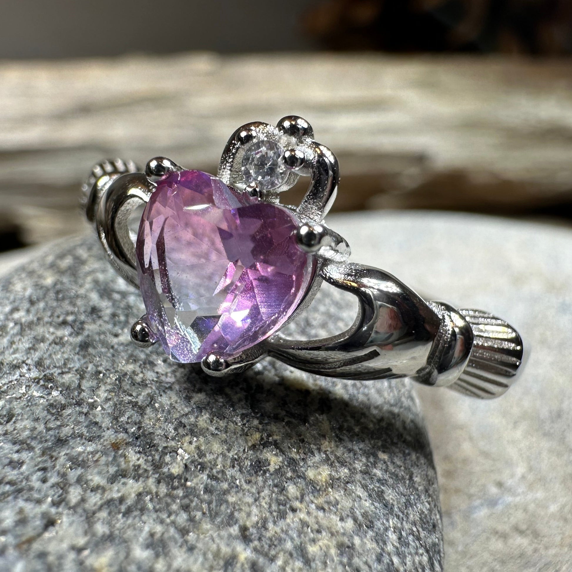 Ombre Claddagh Ring in sterling silver