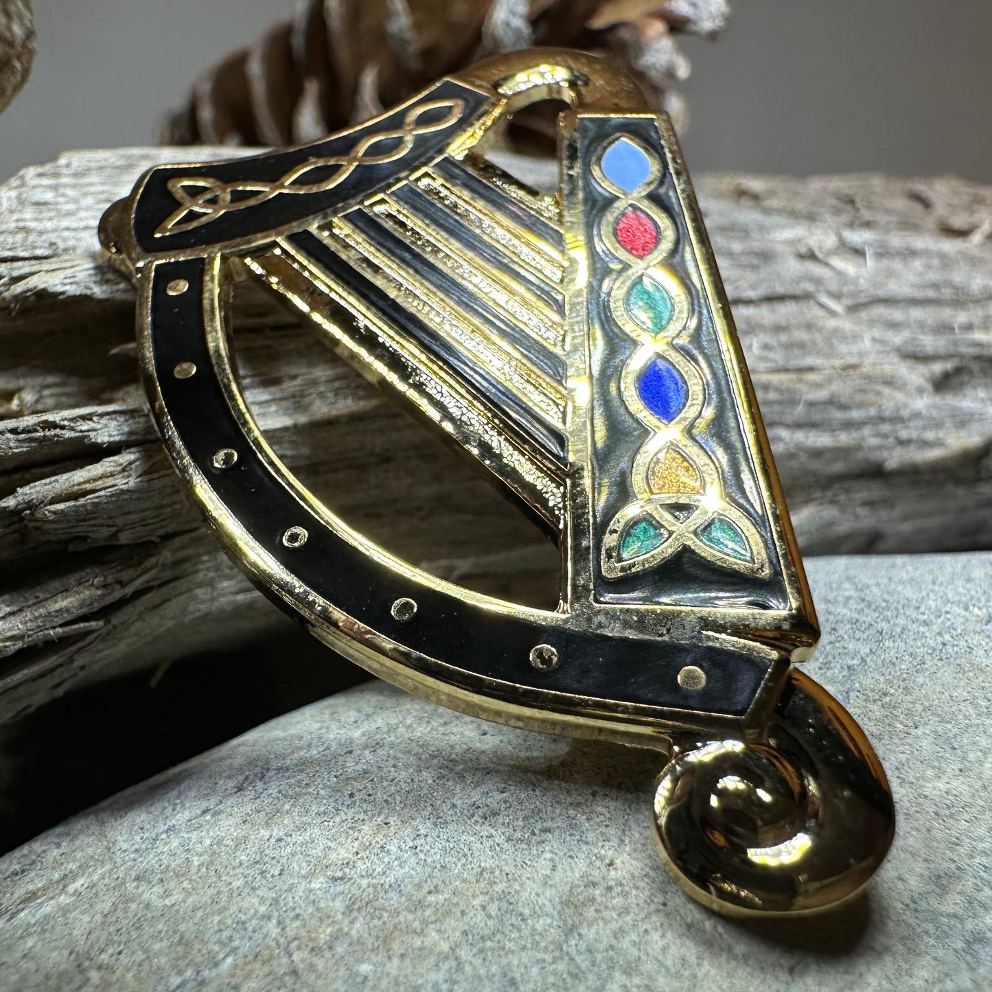 Celtic Harp Brooch - Irish Jewelry