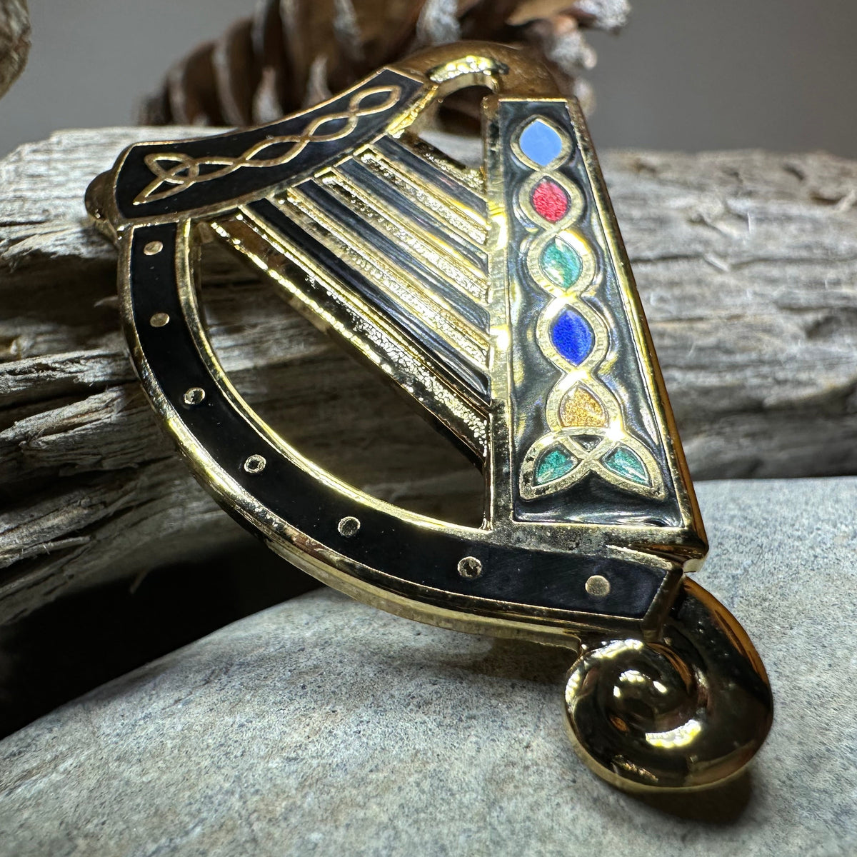 Celtic Harp Brooch - Irish Jewelry — view 2