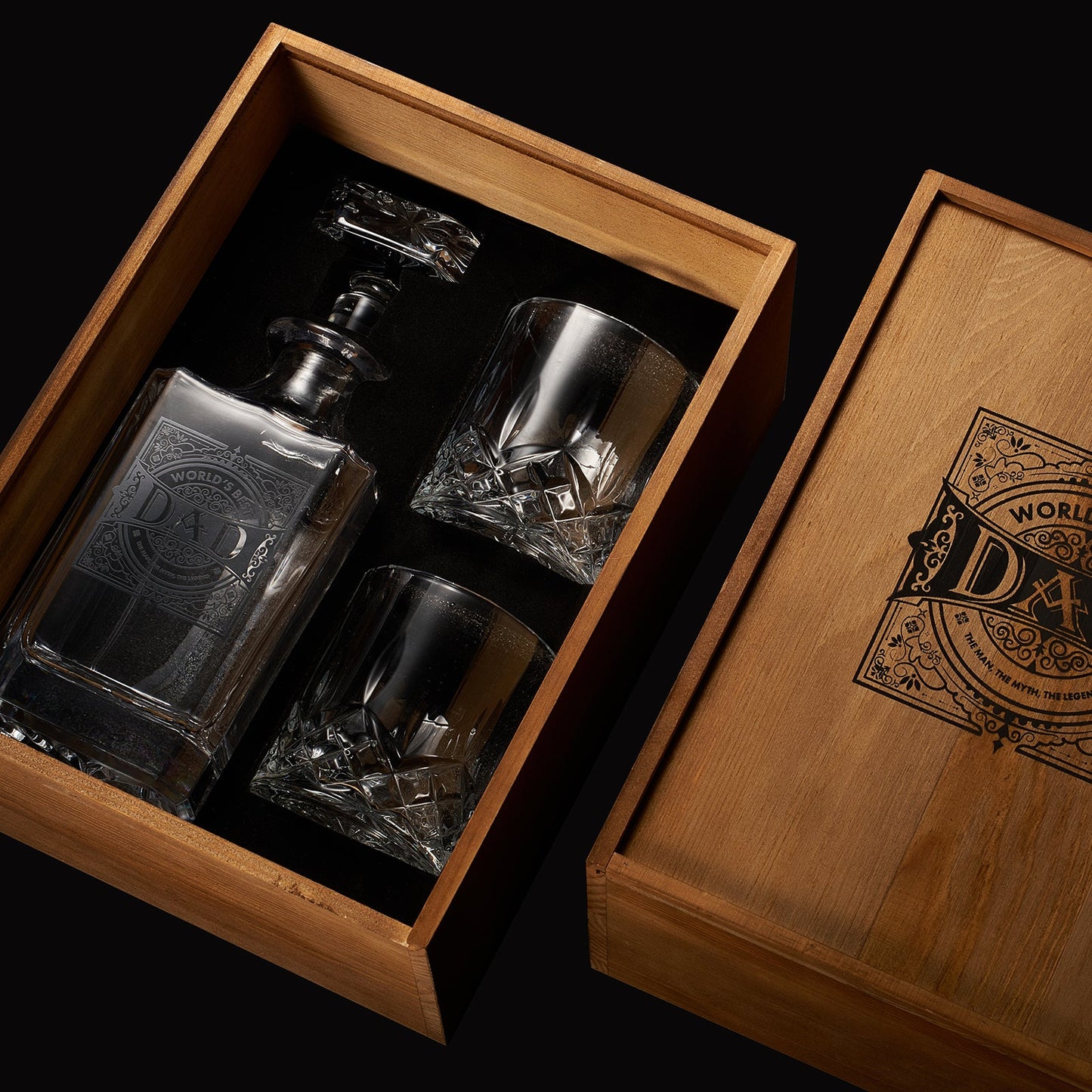 Dad Whiskey Decanter Gift Set with 2 Whiskey Glass