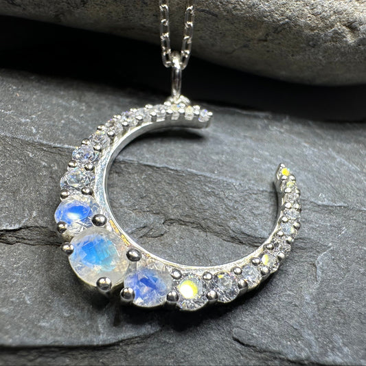 Moonstone Crescent Moon Necklace