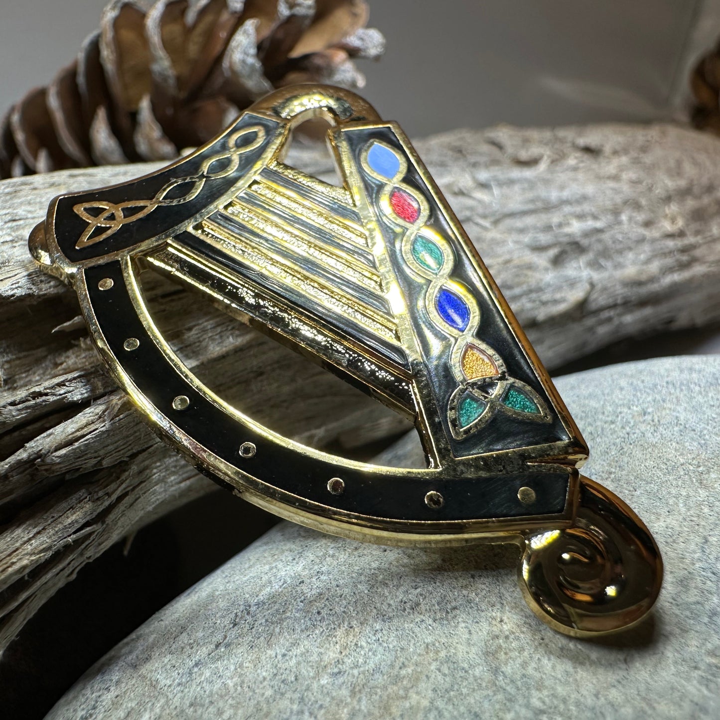 Celtic Harp Brooch - Irish Jewelry