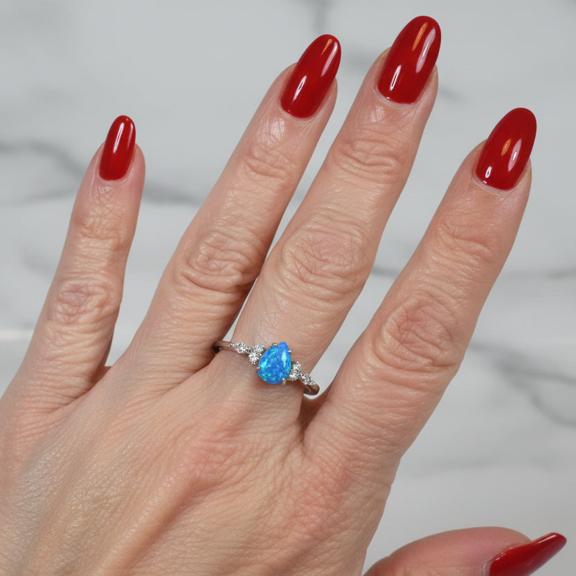 Allure Blue Fire Opal Ring