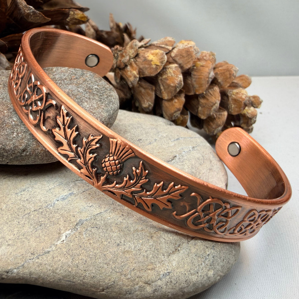 Highland Scottish Thistle Copper Cuff Bracelet