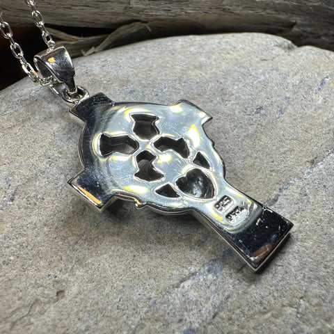 Load image into Gallery viewer, Galway Irish Claddagh Cross Necklace in Sterling Silver
