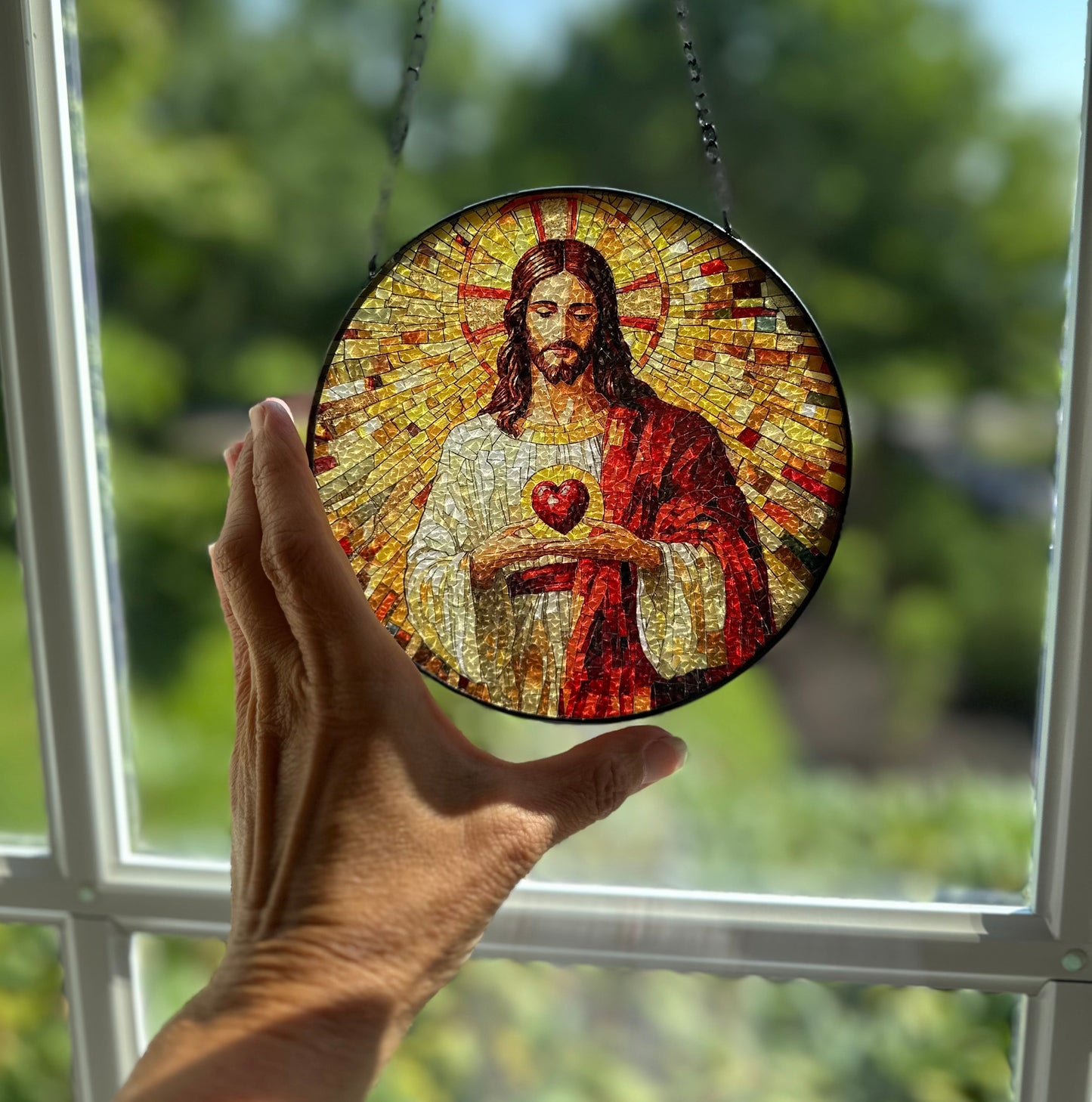 Sacred Heart Jesus Suncatcher