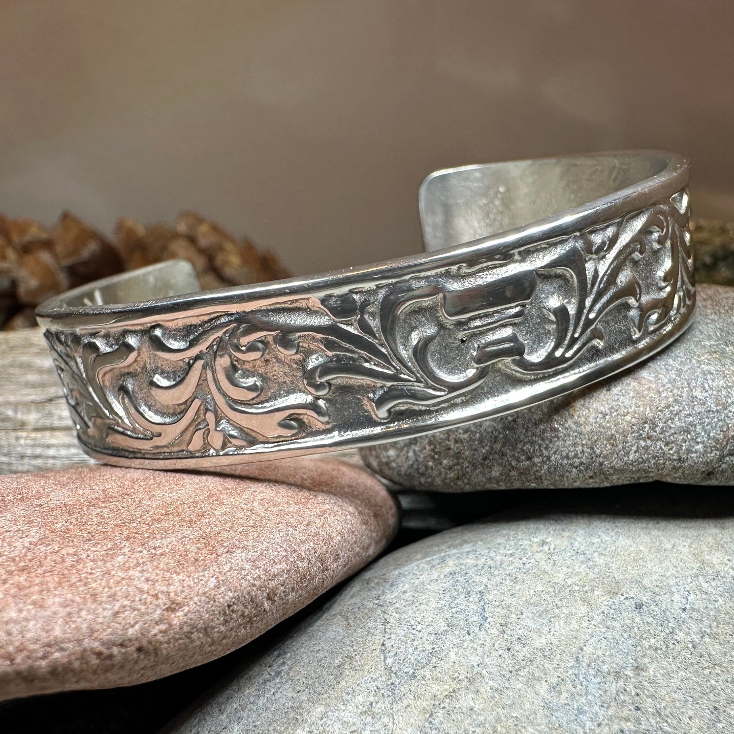 Baroque Pewter Cuff Bracelet - Handmade in Scotland — view 4