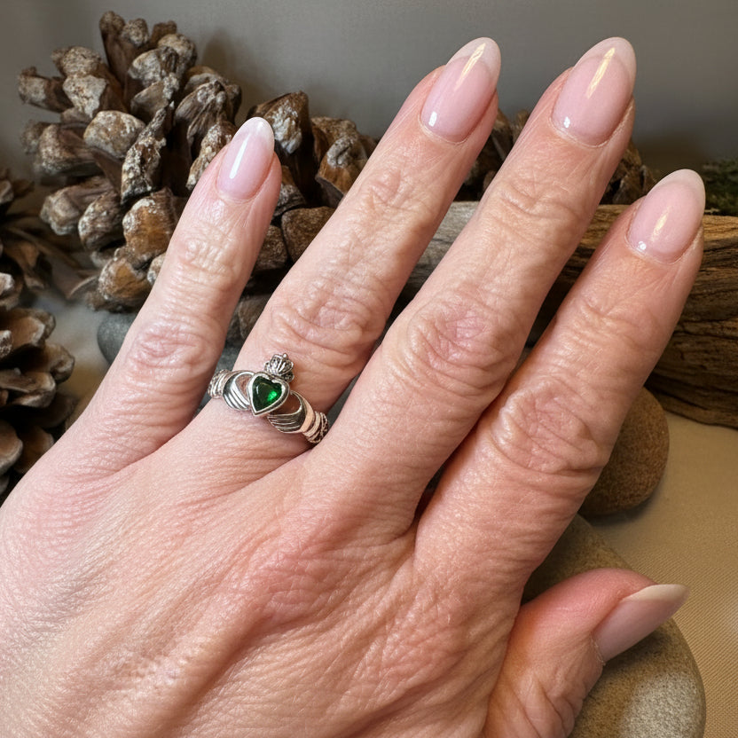 Irish Claddagh Trinity Knot Ring in Sterling Silver — view 3