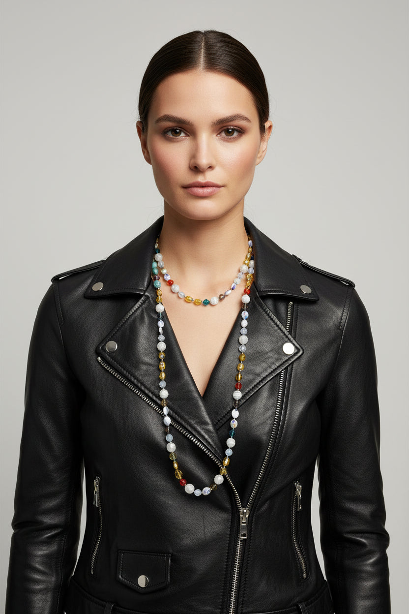 Flirty Sugar Skull Long Beaded Necklace