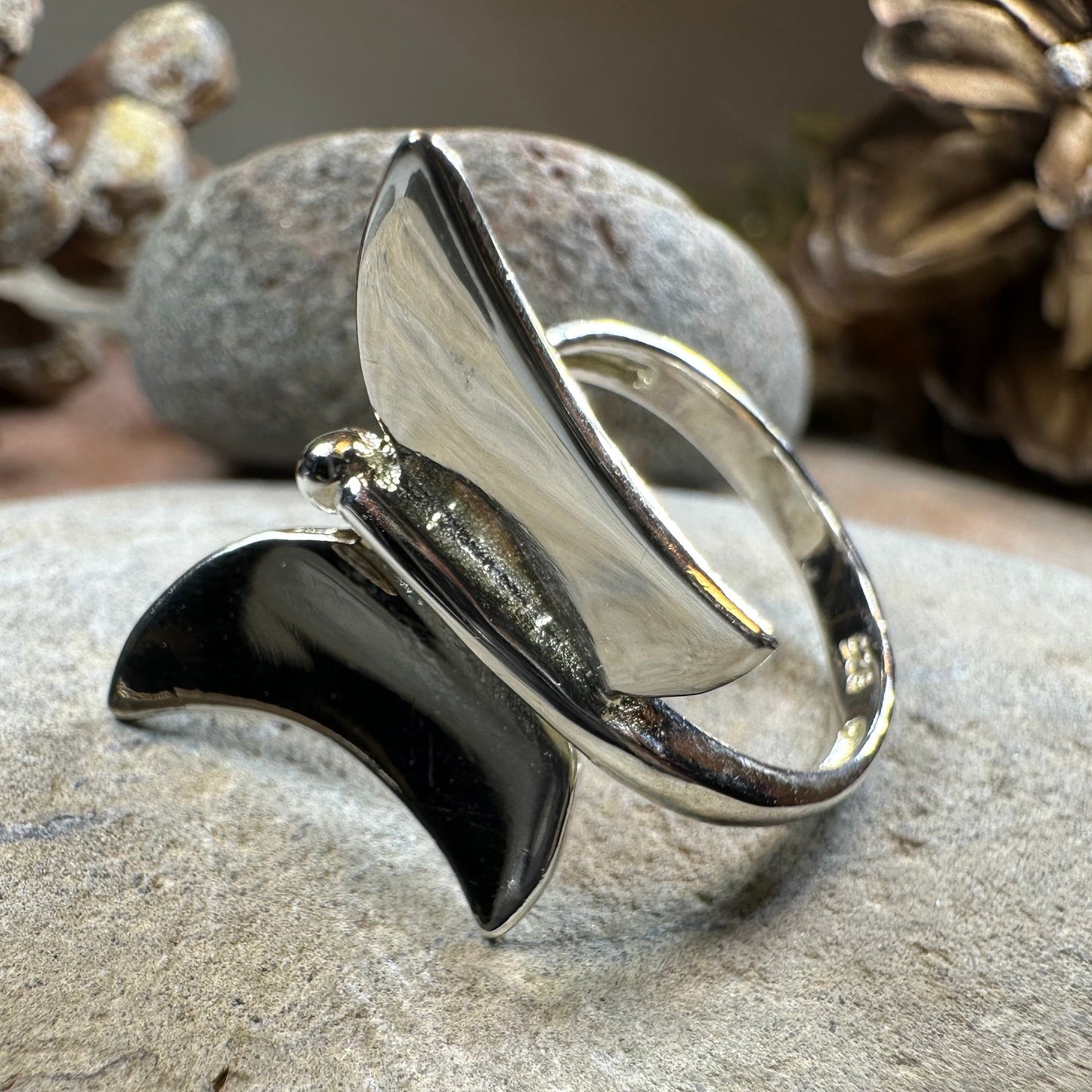 Modern Butterfly Ring in sterling silver