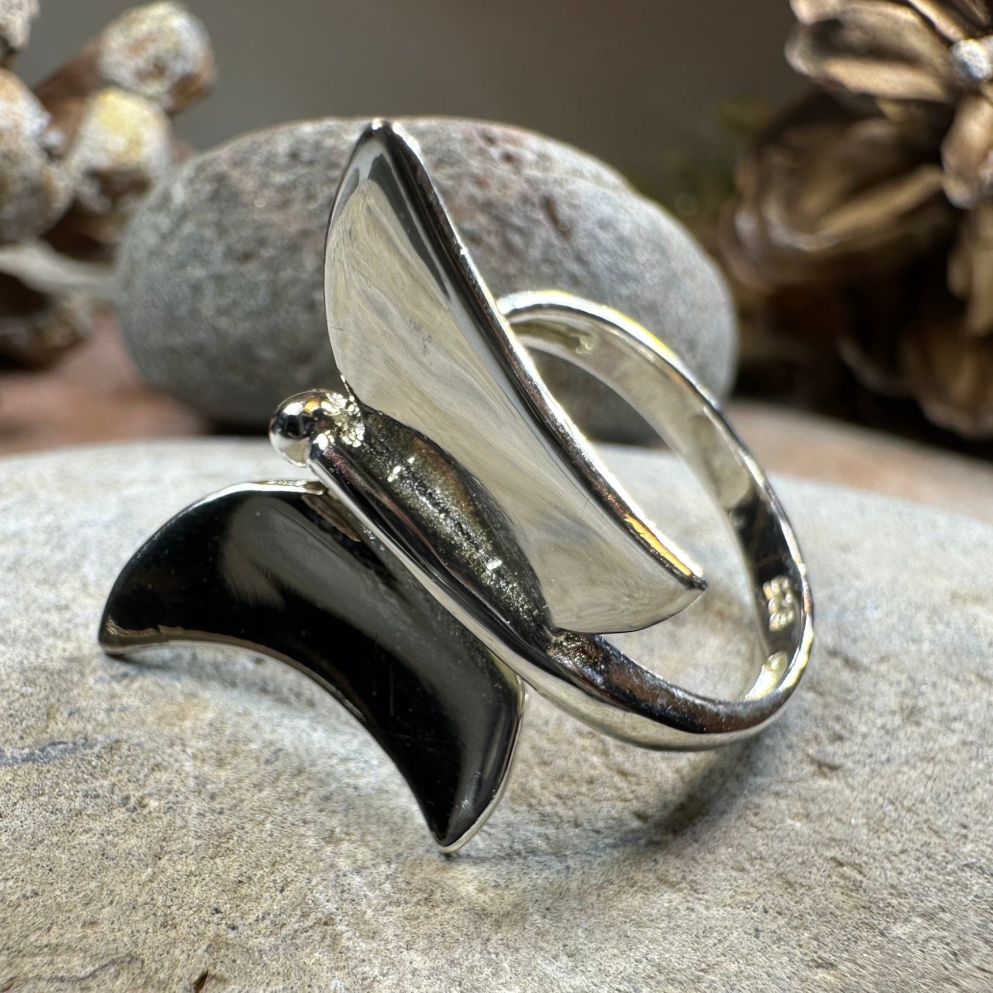 Modern Butterfly Ring in sterling silver