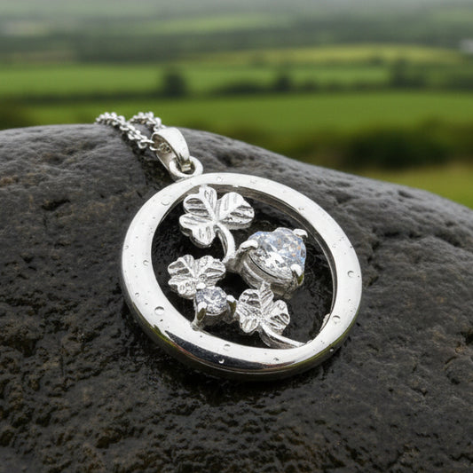 Irish Shamrock Garden Necklace in Sterling Silver