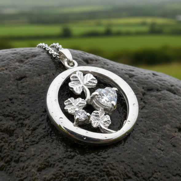 Irish Shamrock Garden Necklace in Sterling Silver