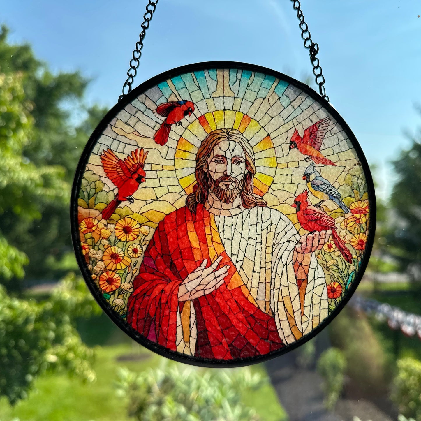 Jesus & Cardinals Suncatcher