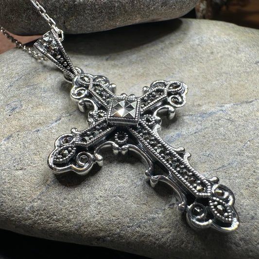 Jehanne Marcasite Cross Necklace