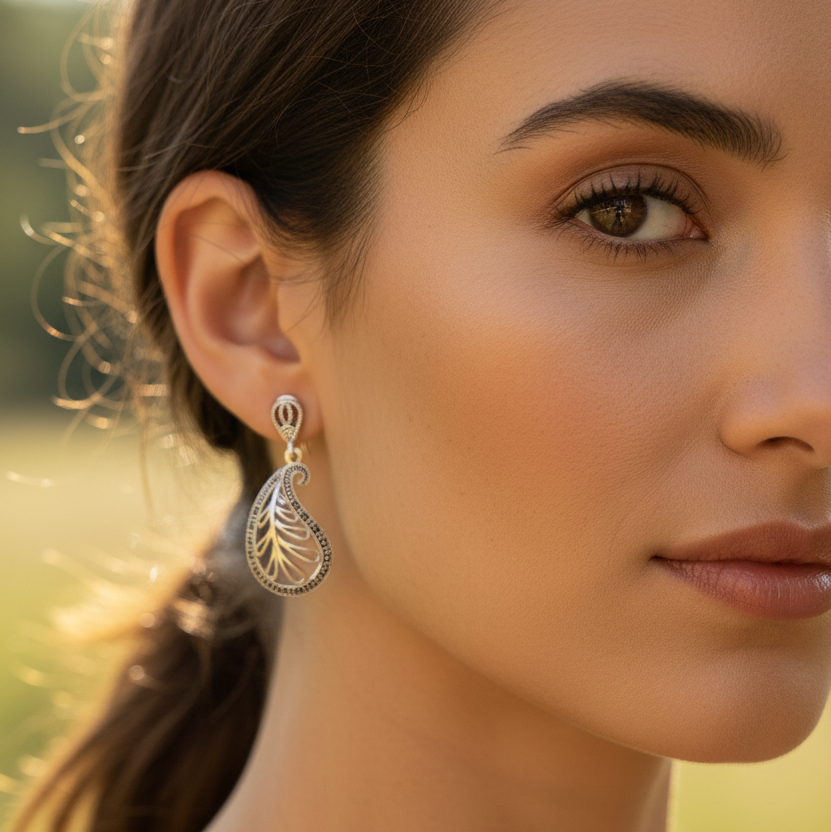 Elegant Celtic Paisley Earrings in Sterling Silver