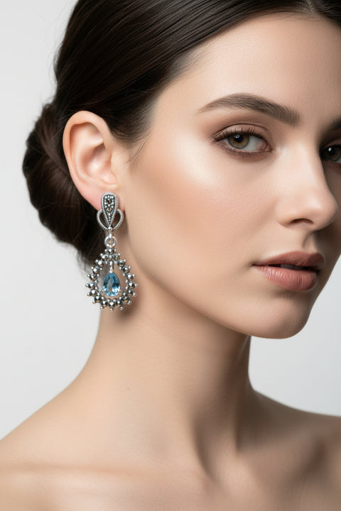 Load image into Gallery viewer, Bebe Marcasite Earrings
