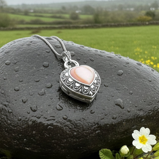 Locket Heart Marcasite Necklace in Sterling Silver — view 15