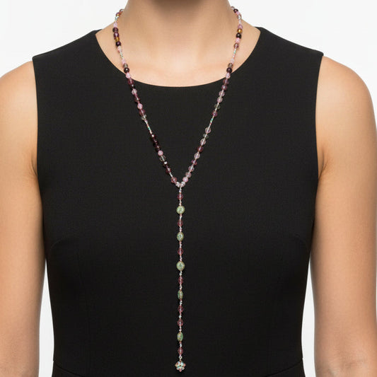 Pink Rose Y Long Necklace