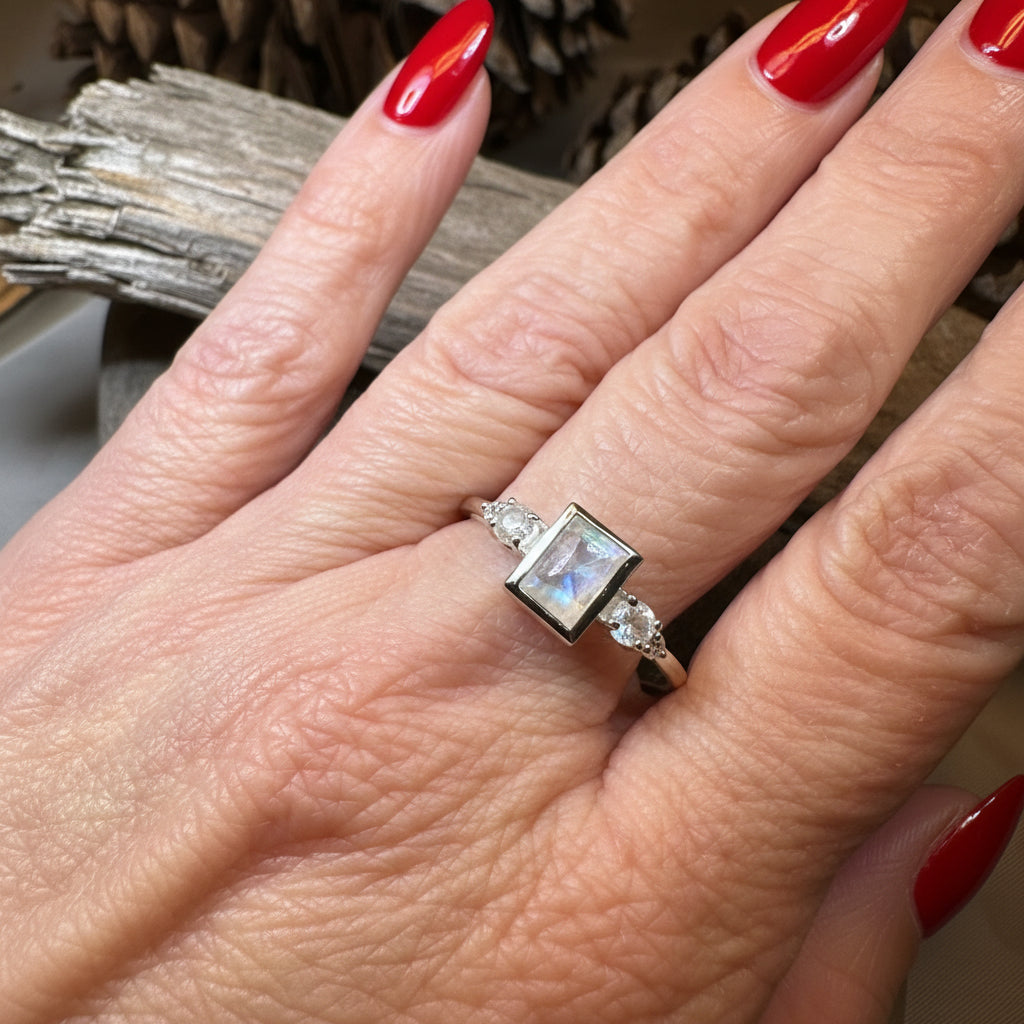 Anja Moonstone Ring in Sterling Silver — view 2