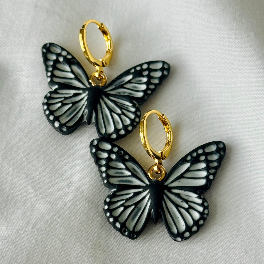 Black and White Butterflies Dangle Earrings for Women