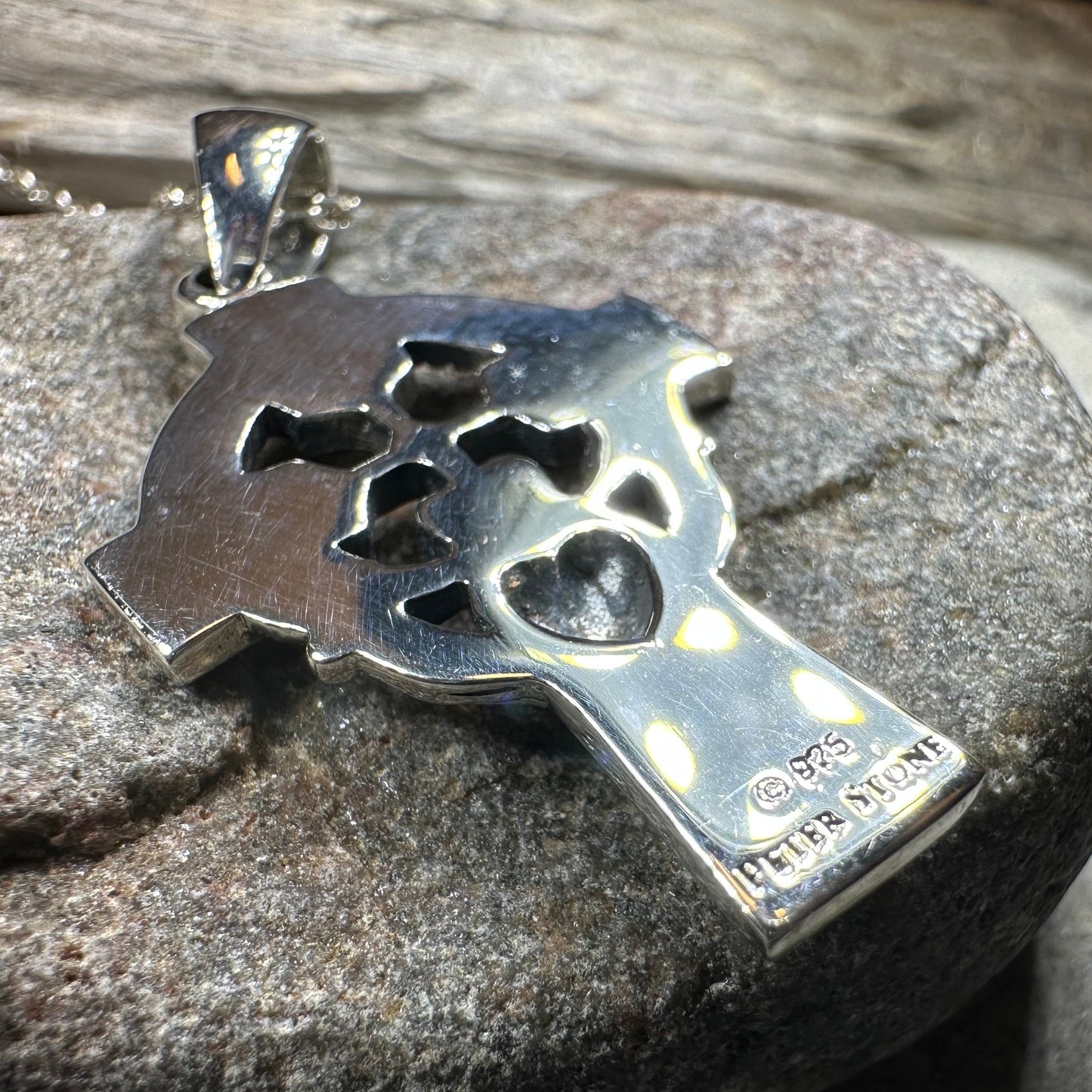 Marcasite Irish Claddagh Cross Necklace in Sterling Silver — view 8