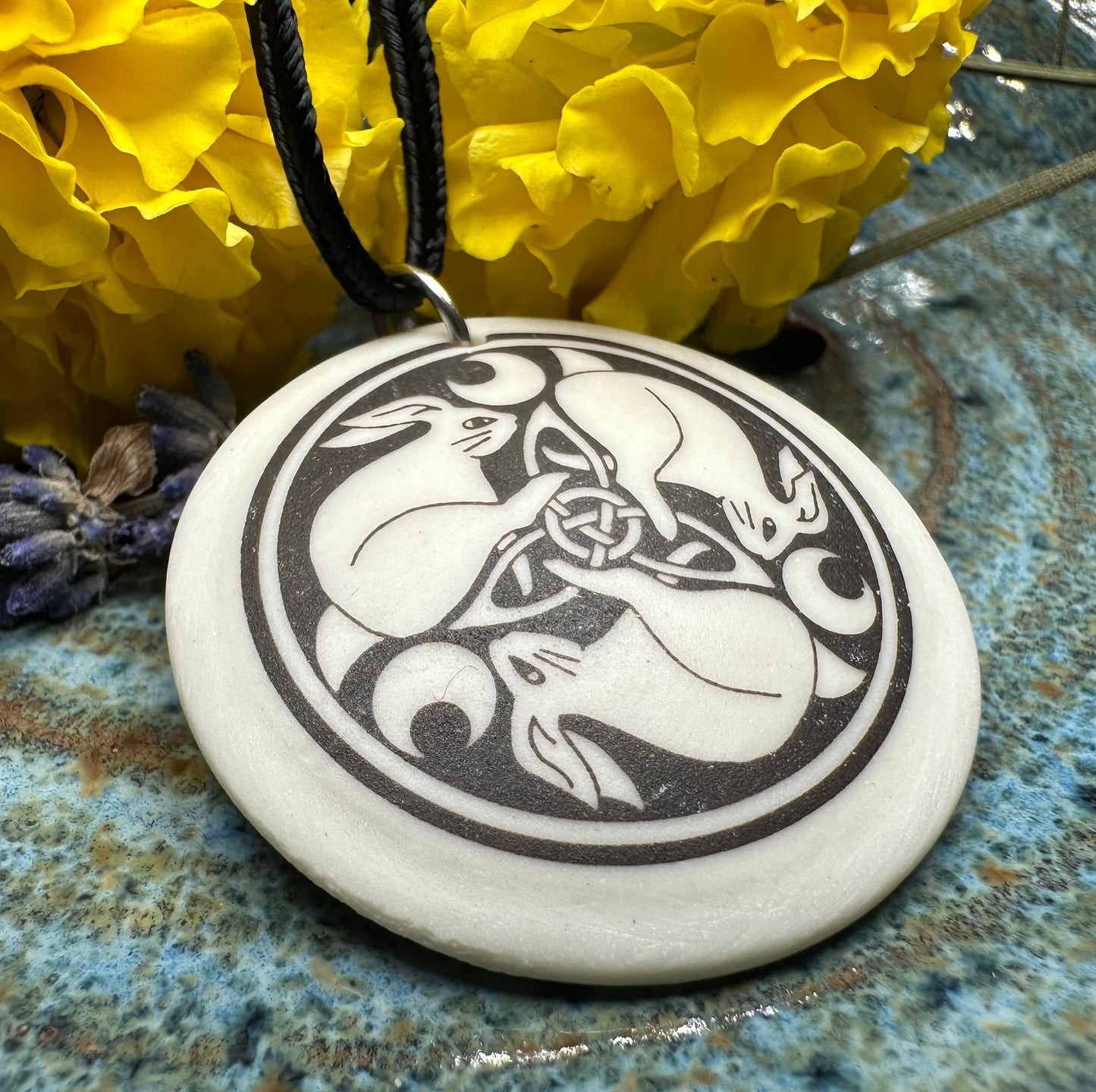 Artisan Celtic Leaping Hares Necklace - Handmade in the U.S.A.