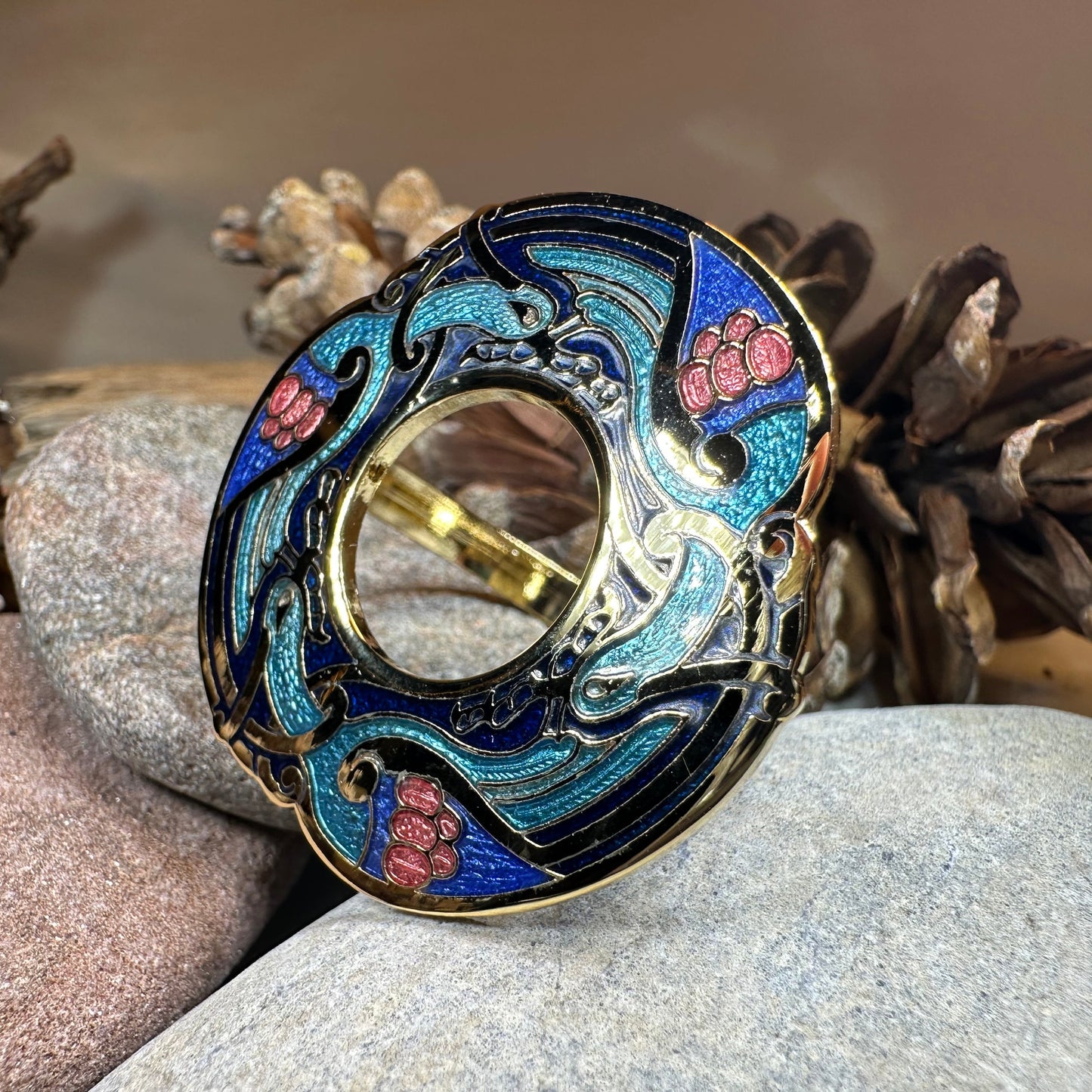 Enamel Celtic Birds Scarf Ring