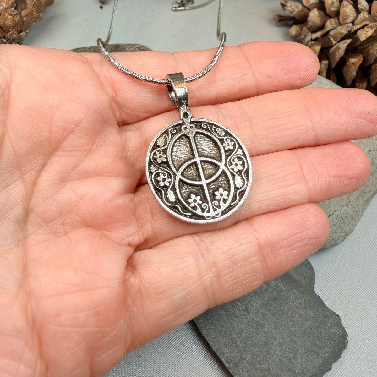 Pewter Interconnected Chalice Well Necklace - Handmade in the U.S.A.