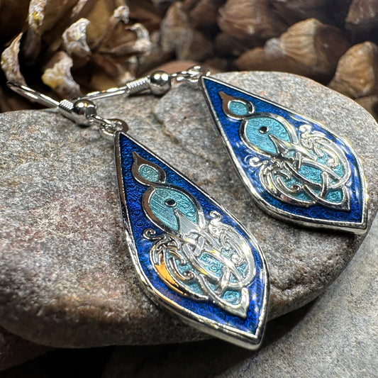 Aura Enamel Celtic Teardrop Earrings — view 4