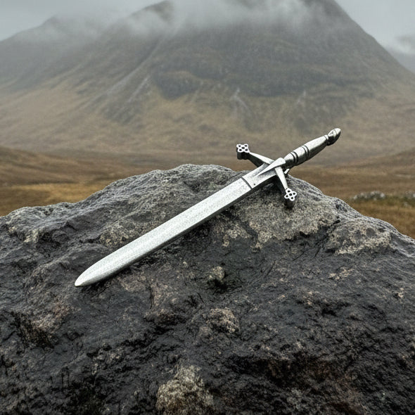 Highland Warrior Claymore Sword Kilt Pin - Handmade in Scotland